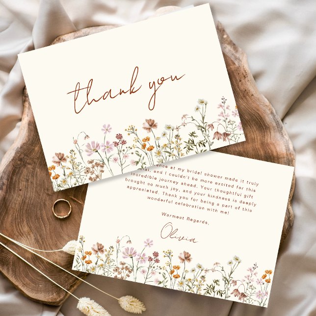 Carte De Remerciements Fête de mariage champêtre fantaisiste beige (Créateur téléchargé)