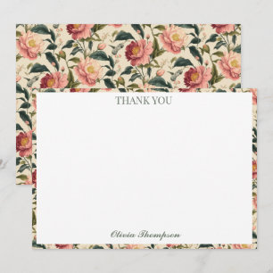 Carte De Remerciements Fête de Mariage Champêtre Fleurs de Pays Rose Rust