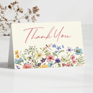 Carte De Remerciements Fête de mariage champêtre Fleurs sauvages Floral
