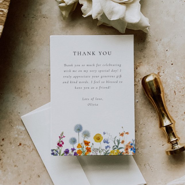 Carte De Remerciements Fête de mariage champêtre vintage avec des fleurs  (Créateur téléchargé)