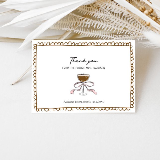 Carte De Remerciements Fête de Mariage Dessinée à la Main Espresso Martin (Créateur téléchargé)