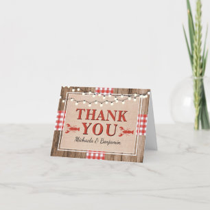 Carte De Remerciements Fête de mariage écrevisses rustique homard