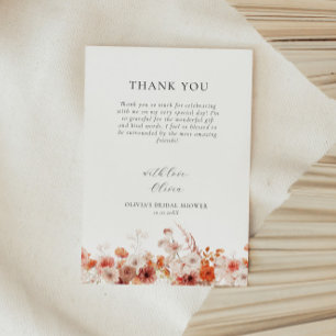 Carte De Remerciements Fête de mariage floral d'automne