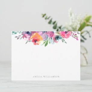 Carte De Remerciements Fête de mariage florale aquarelle colorée