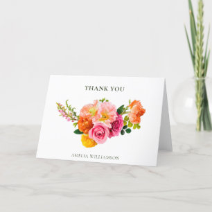 Carte De Remerciements Fête de mariage florale aux coquelicots roses pers