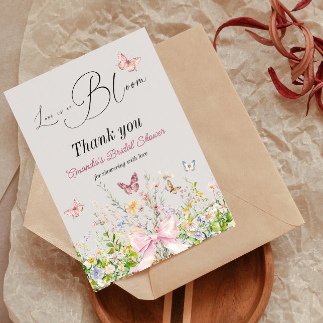 Carte De Remerciements Fête de mariage Love in Boom Wildflower Rose (Créateur téléchargé)