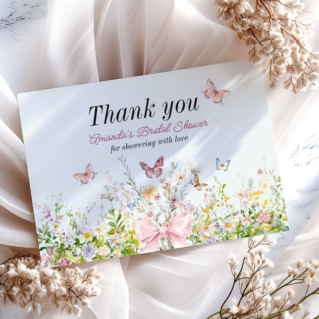 Carte De Remerciements Fête de mariage Love in Boom Wildflower Rose (Créateur téléchargé)