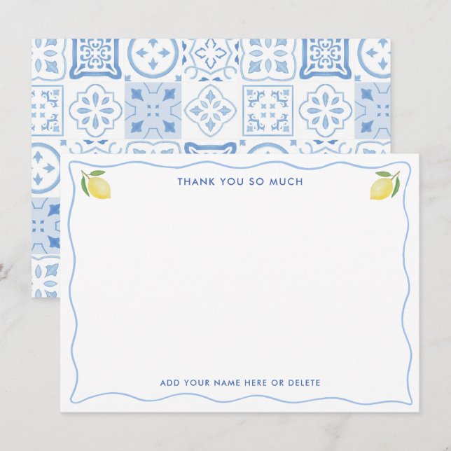 Carte De Remerciements Fête de mariage méditerranéenne avec des citrons g (Devant / Derrière)