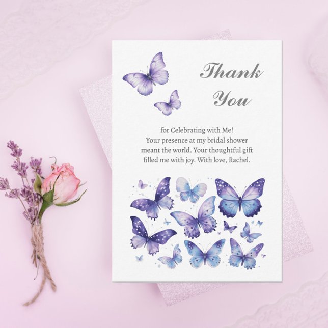 Carte De Remerciements Fête de mariage Papillon Violet (Créateur téléchargé)