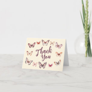 Carte De Remerciements Fête de Mariage Papillons Élégants PERSONNALISÉE