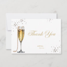 Carte De Remerciements Fête de mariage Perles et Prosecco, Brunch de mari