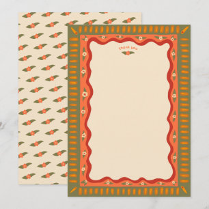 Carte De Remerciements Fête de Mariage Retro Bohème Personnalisée et Fait