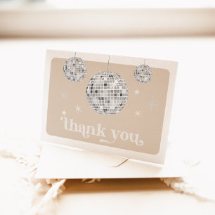Carte De Remerciements Fête de mariage rétro disco groovy argenté 