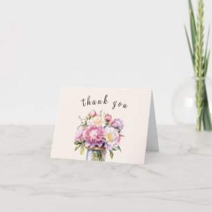 Carte De Remerciements Fête de mariage rustique avec pot Mason de fleurs 