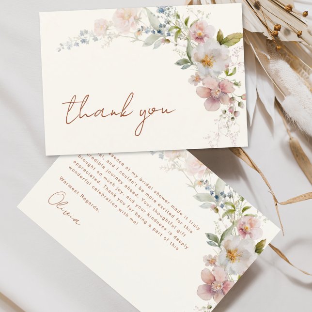Carte De Remerciements Fête de mariage Terracotta aux fleurs sauvages (Créateur téléchargé)