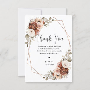 Carte De Remerciements Fête de mariage Terracotta Pampas Grass Rustique
