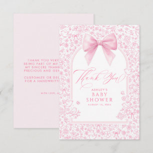 Carte De Remerciements Fête de naissance à ruban rose français et chinois