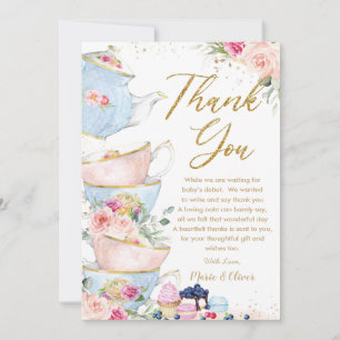 Carte De Remerciements Fête de Naissance Baby Shower Mariage Fleur Rose R