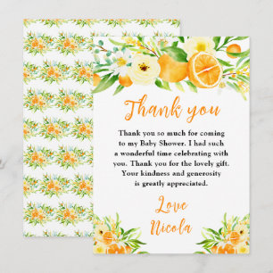 Carte De Remerciements Fête de Naissance Bébé Citron Orange