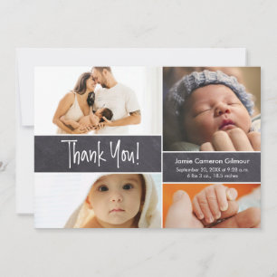 Carte De Remerciements Fête de Naissance Bébé Date de Naissance sur Table