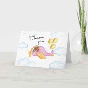 Carte De Remerciements Fête de naissance d'un garçon Pilote Ours en peluc