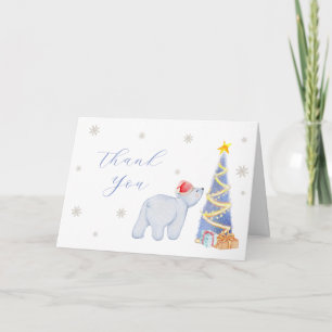 Carte De Remerciements Fête de naissance fantaisiste de Noël avec ours po