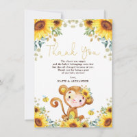 Fête de Naissance Fille Singe Été Tournesol Jardin