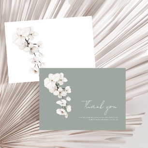 Carte De Remerciements Fête de Naissance Moderne aux Orchidées Blanches e