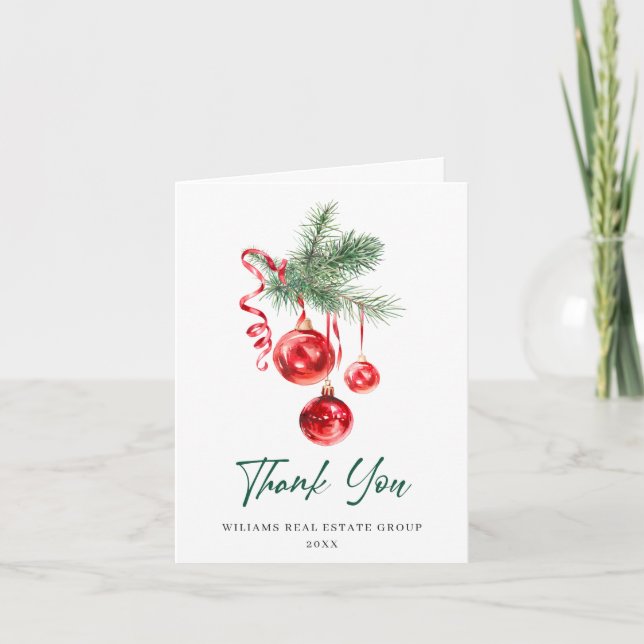 Carte De Remerciements Fête de Noël de l'ornement (Devant)