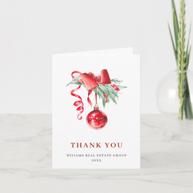 Carte De Remerciements Fête de Noël de l'ornement (Devant)