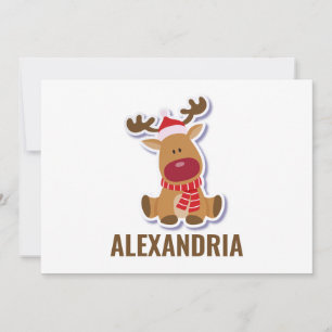 Carte De Remerciements Fête de Noël du Père Noël de Rudolph