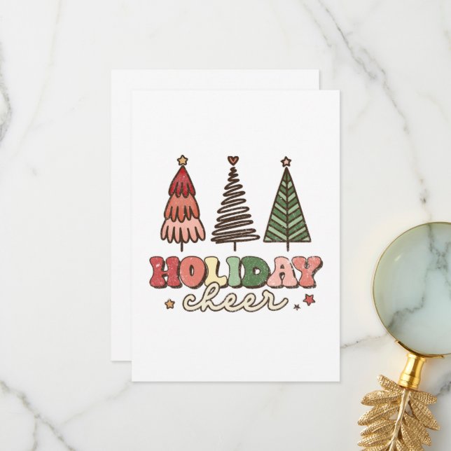 Carte De Remerciements Fête de Noël Retro (Devant/Arrière en situation)
