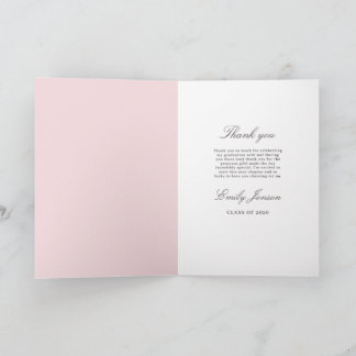 Carte De Remerciements Fête de remise des diplômes avec un nœud rose Coqu