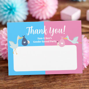 Carte De Remerciements Fête de révélation de genre rose bleue