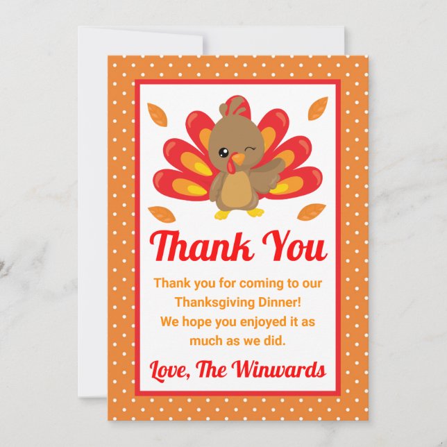 Carte De Remerciements Fête de Thanksgiving de dinde amusante (Devant)