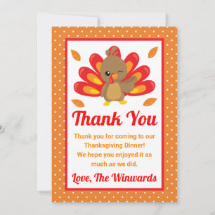 Carte De Remerciements Fête de Thanksgiving de dinde amusante