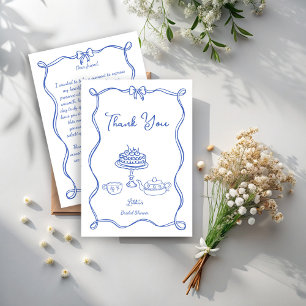 Carte De Remerciements Fête de thé de mariage à l'arc enrubanné dessiné à