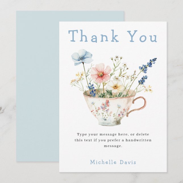 Carte De Remerciements Fête de thé de mariage floral de printemps (Devant / Derrière)