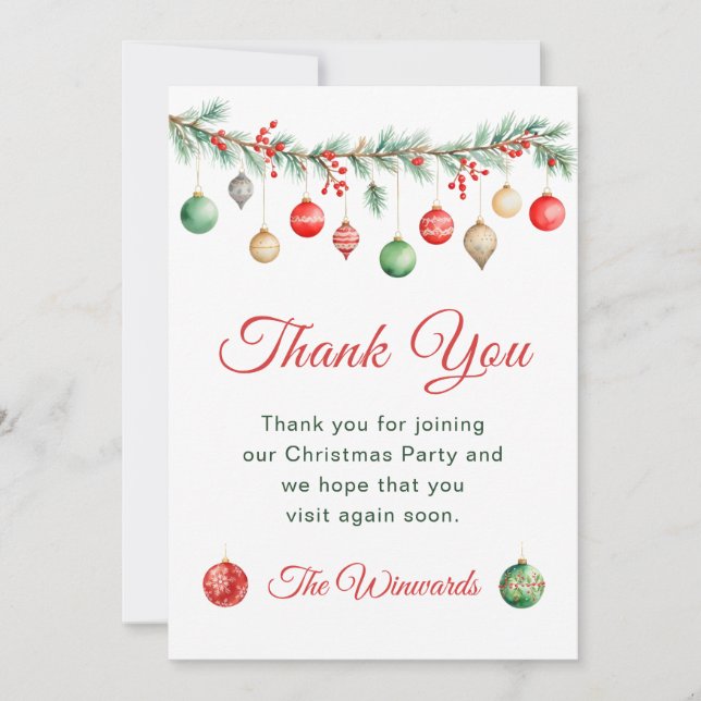 Carte De Remerciements Fête d'échange ornement de Noël Garland (Devant)