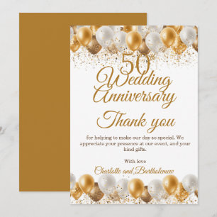 Carte De Remerciements Fête des 50 ans de mariage
