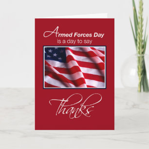 Carte De Remerciements Fête des Forces Armées Drapeau américain patriotiq