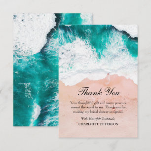 Carte De Remerciements Fête des mariées à thème Blue Sea Waves Beach