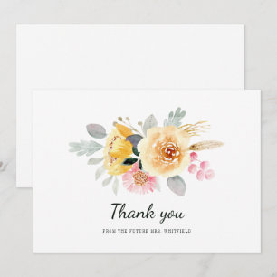 Carte De Remerciements Fête des mariées aquarelle Floral