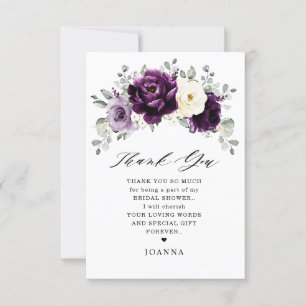 Carte De Remerciements Fête des mariées blanche d'aubergine de prune viol