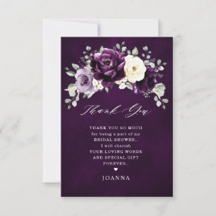 Carte De Remerciements Fête des mariées blanche d'aubergine de prune viol