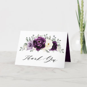 Carte De Remerciements Fête des mariées blanche d'aubergine de prune viol