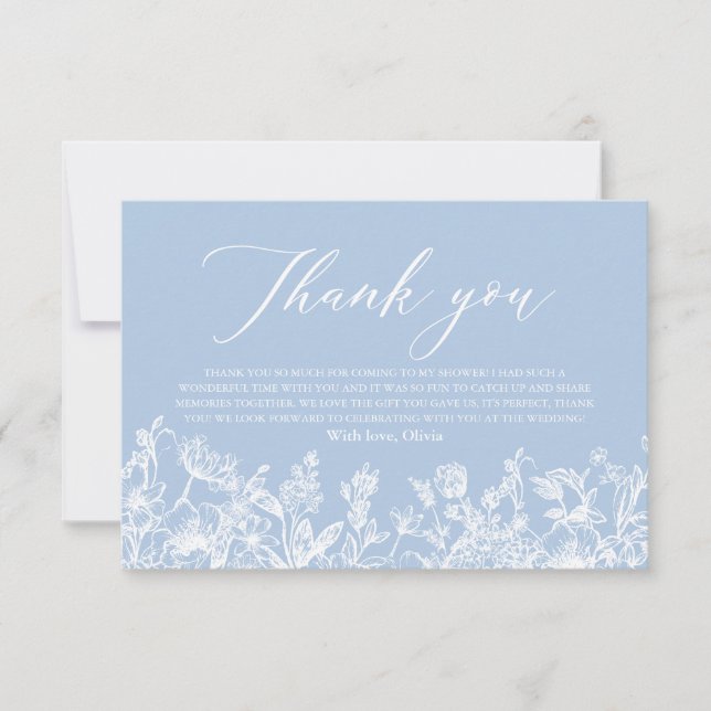 Carte de remerciements Fête des mariées bleue (Devant)