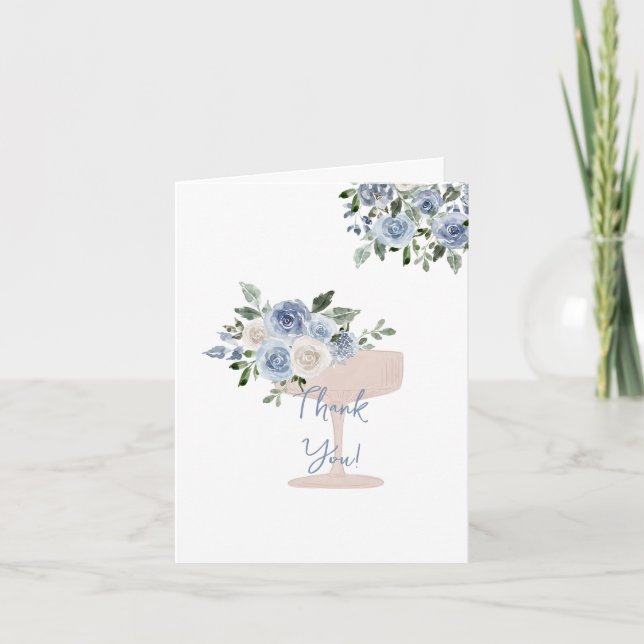 Carte de remerciements Fête des mariées bleue (Devant)