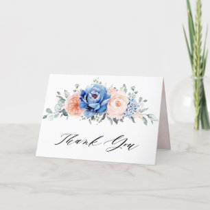Carte De Remerciements Fête des mariées Blush Blue Slate Dusty de la mari