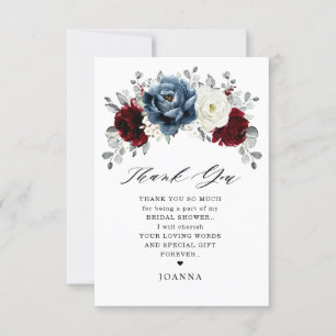 Carte De Remerciements Fête des mariées Boho blanc ivoire bleu ardoise